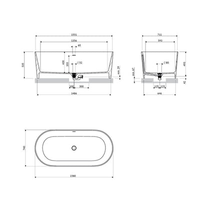 Ванна freestanding Omnires Ovo M+ композит корал мат 160x75 см