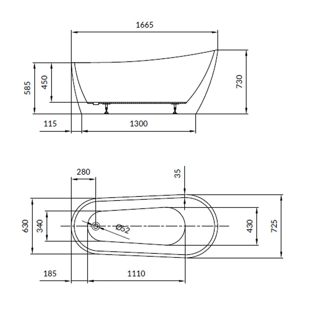 Cersanit ZEN Oval Freestanding Bathtub 167x72 cm