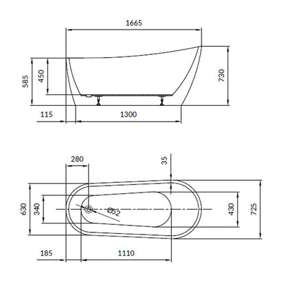 Cersanit ZEN Oval Freestanding Bathtub 167x72 cm