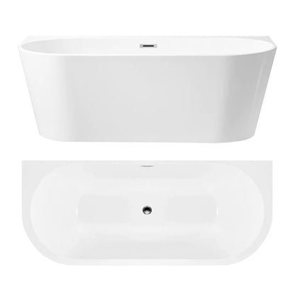 Rea Olimpia Freestanding Bathtub 150x75 cm Glossy White Wall-Mounted, BTW