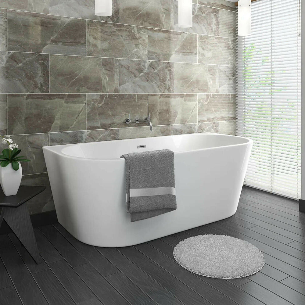 Rea Olimpia Freestanding Bathtub 150x75 cm Glossy White Wall-Mounted, BTW