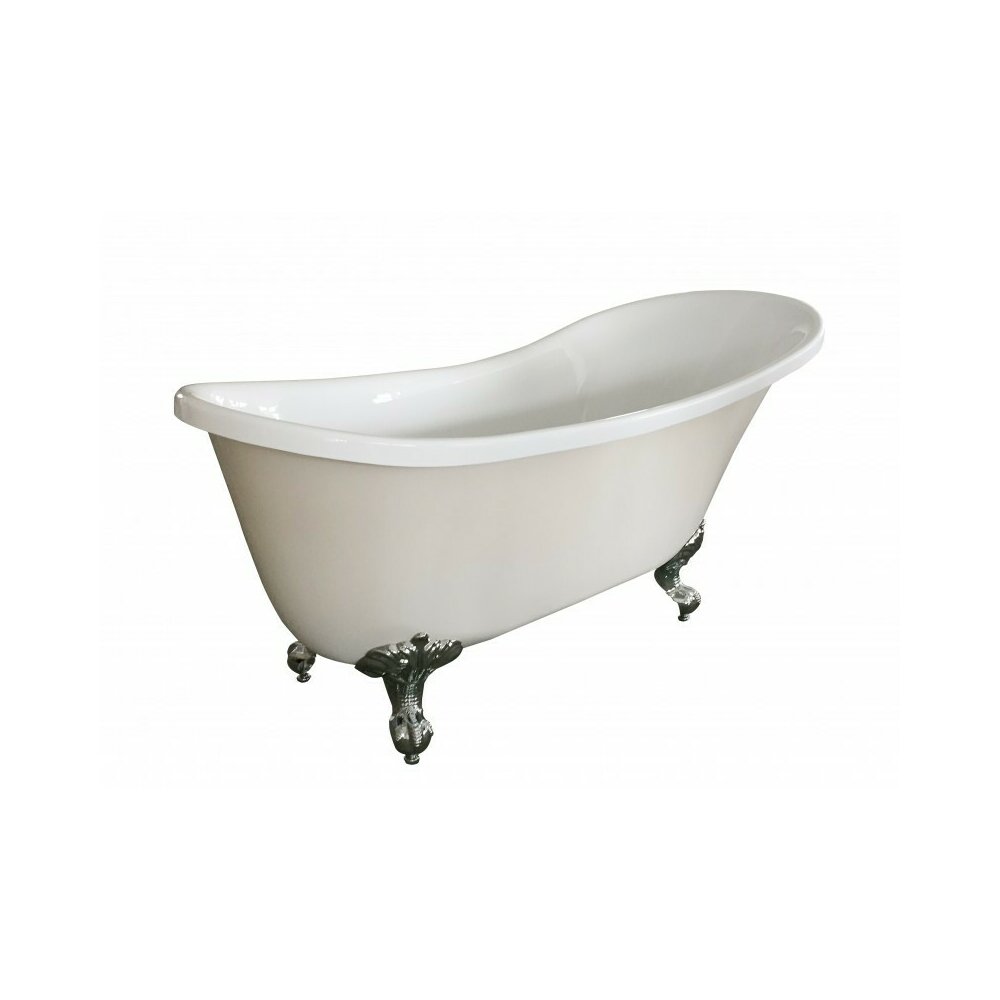 Retro Freestanding Bathtub Inter Ceramic Beige-White Acrylic 162.5x69.5 cm