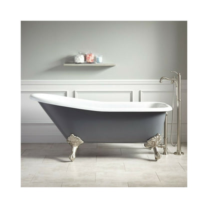 Retro Freestanding Bathtub Inter Ceramic Grey-White Acrylic 162.5x69.5 cm