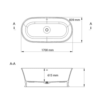 Marmite Alcamo Freestanding Bathtub 170x84 cm White