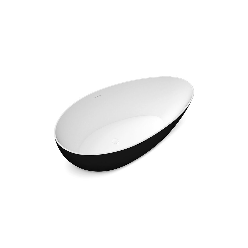 Свободностояща вана Rune Agg бяло-черно 160x82 см