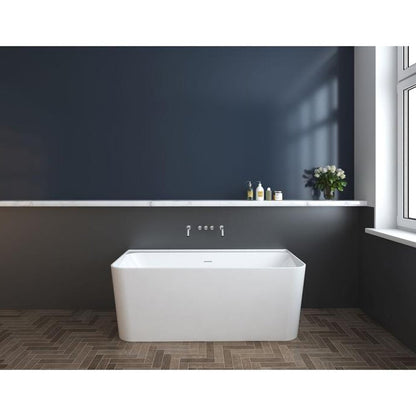 Свободностояща вана Rune Algiz акрил бяла лъскава 160x75 cm с монтаж на стена, BTW