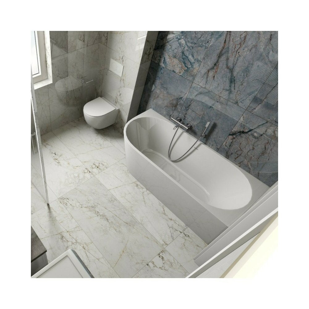Вана freestanding Rune Birka BTW LV акрил 170x80 см монтаж дясно бяло лъскаво