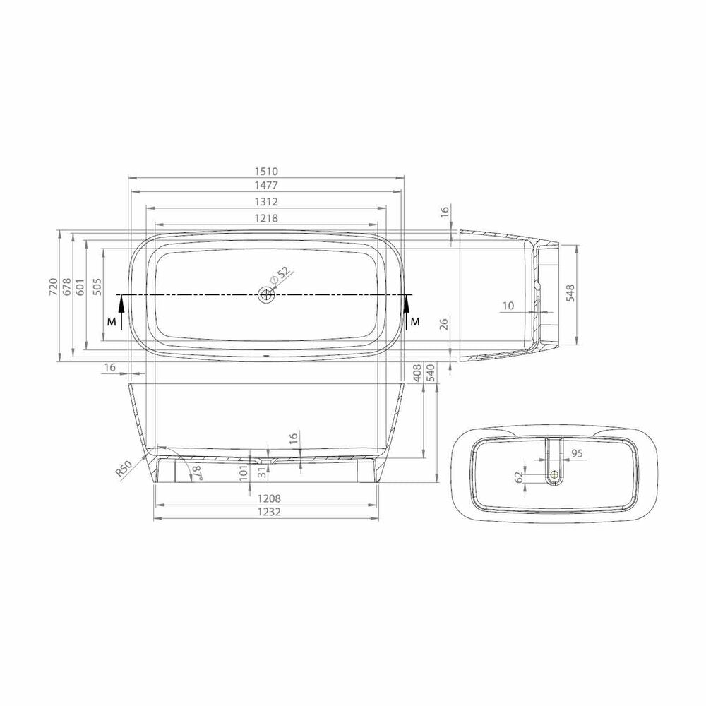 Vayer Volans Freestanding Bathtub White 151x72 cm Without Overflow