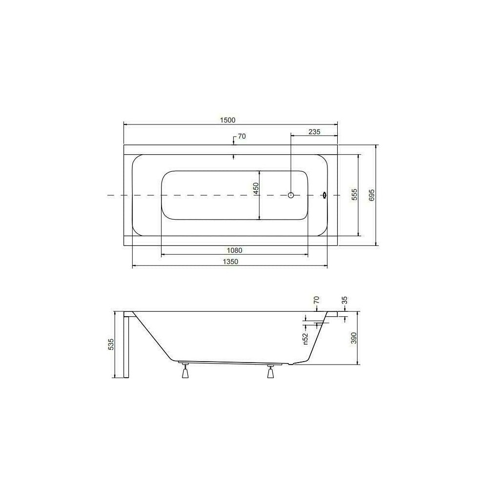Правоъгълна вана Besco Modern 150x70 см