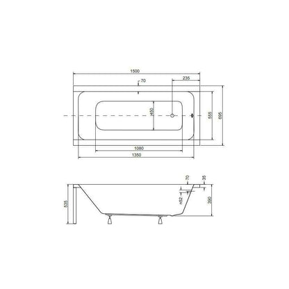 Правоъгълна вана Besco Modern 150x70 см