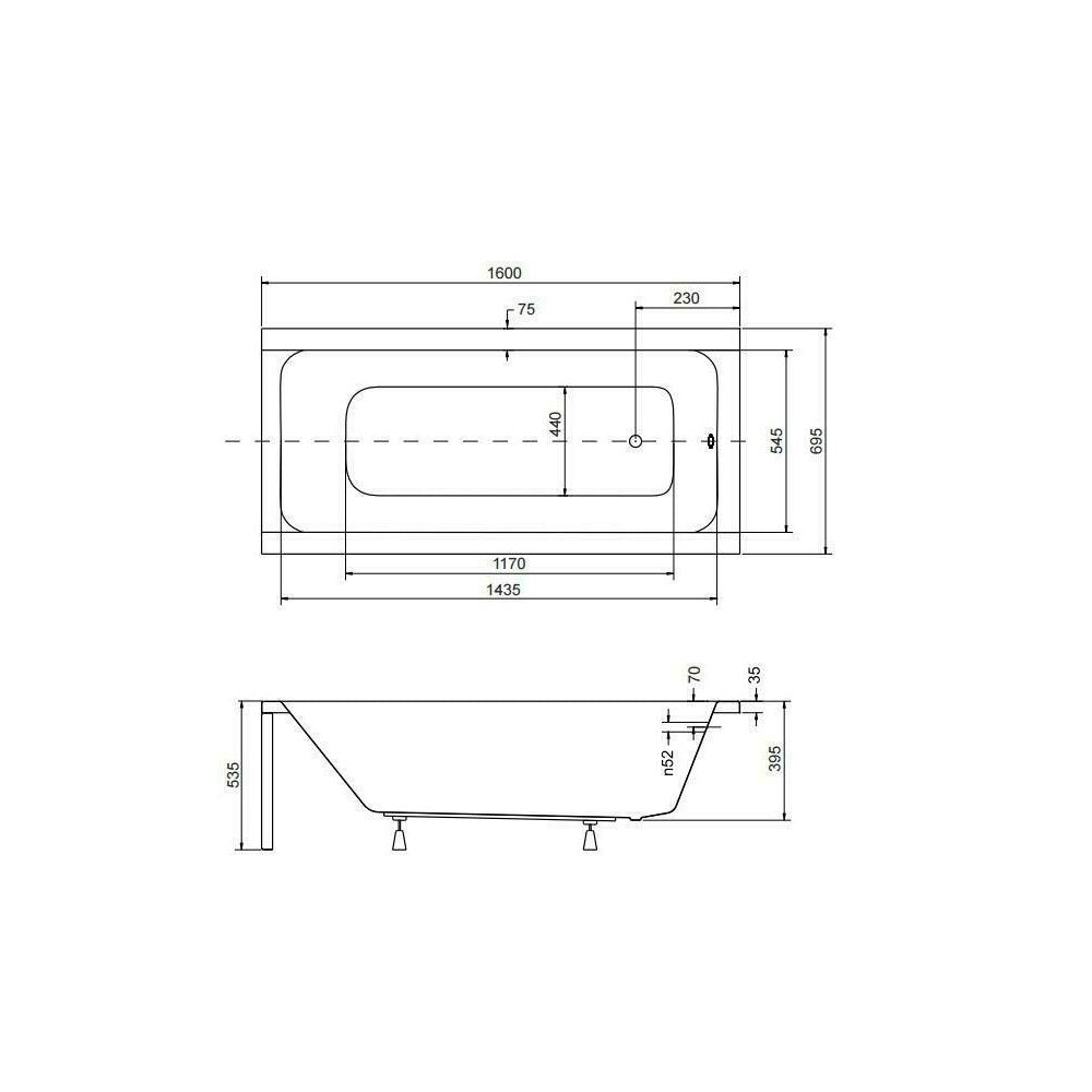Правоъгълна вана Besco Modern 160x70 см