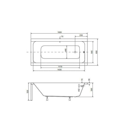 Правоъгълна вана Besco Modern 160x70 см