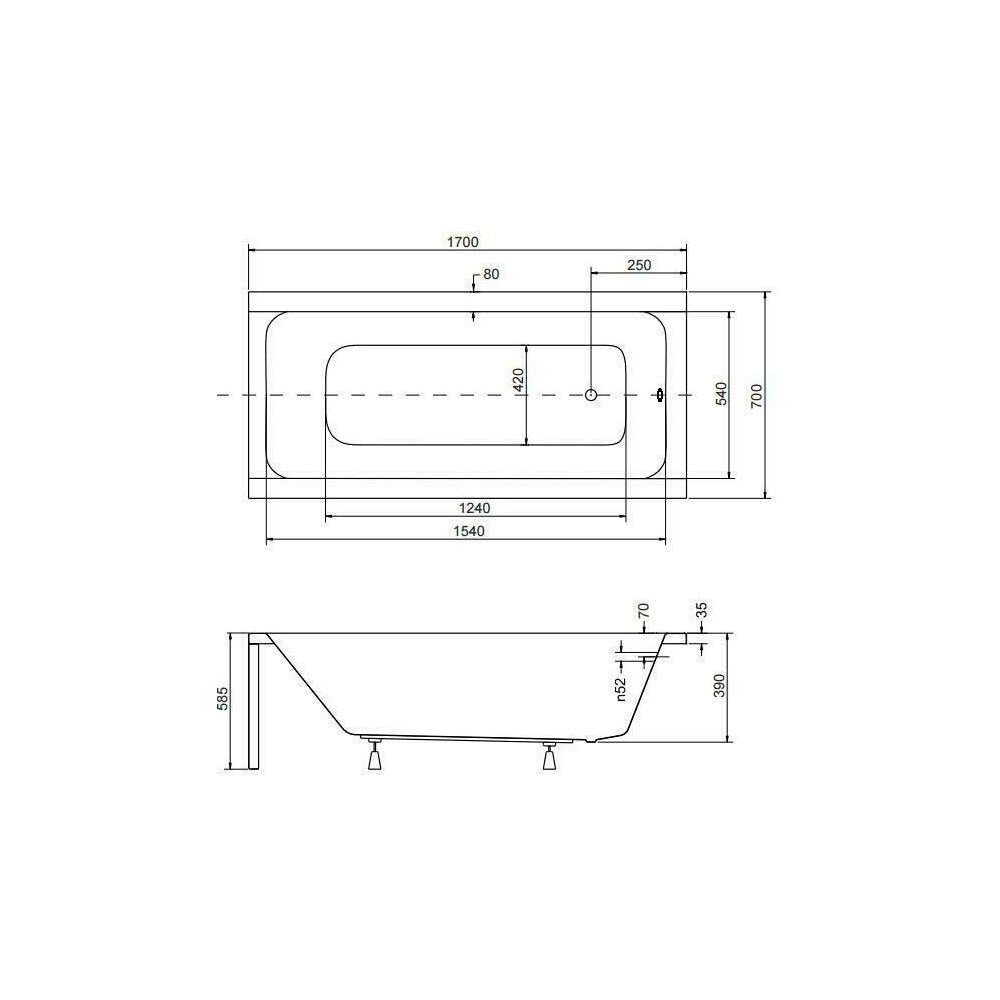 Правоъгълна вана Besco Modern 170x70 см