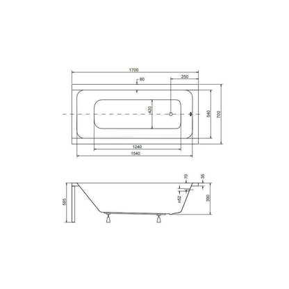 Правоъгълна вана Besco Modern 170x70 см