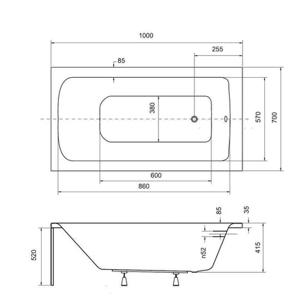 Besco Talia Rectangular Bathtub 100x70 cm