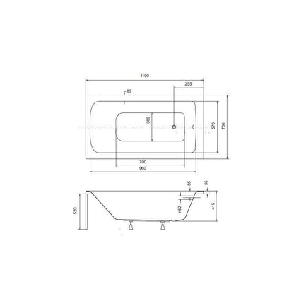 Besco Talia Rectangular Bathtub 110x70 cm