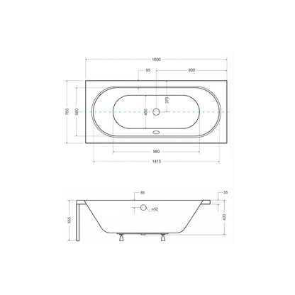 Besco Vitae Rectangular Bathtub 160x75 cm
