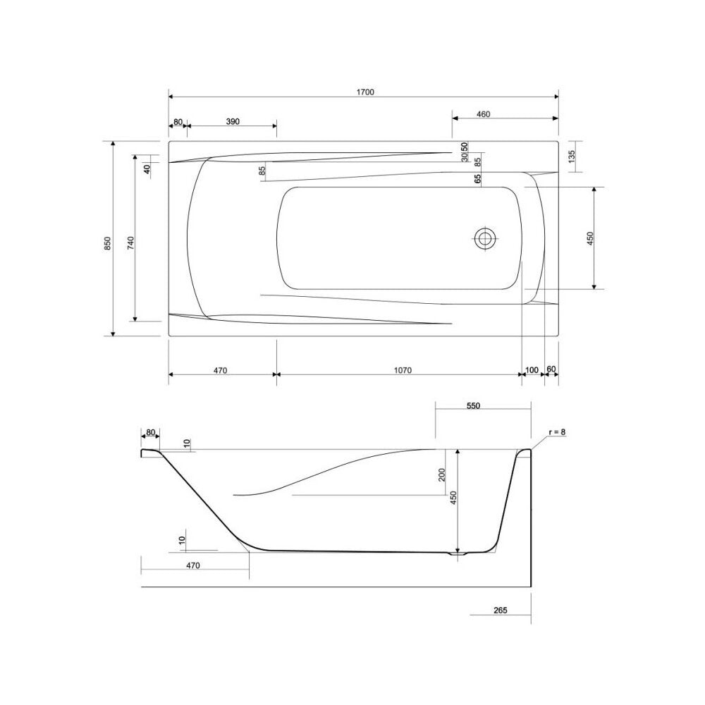 Cersanit Zen Rectangular Bathtub 170x85 cm