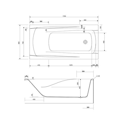 Cersanit Zen Rectangular Bathtub 170x85 cm