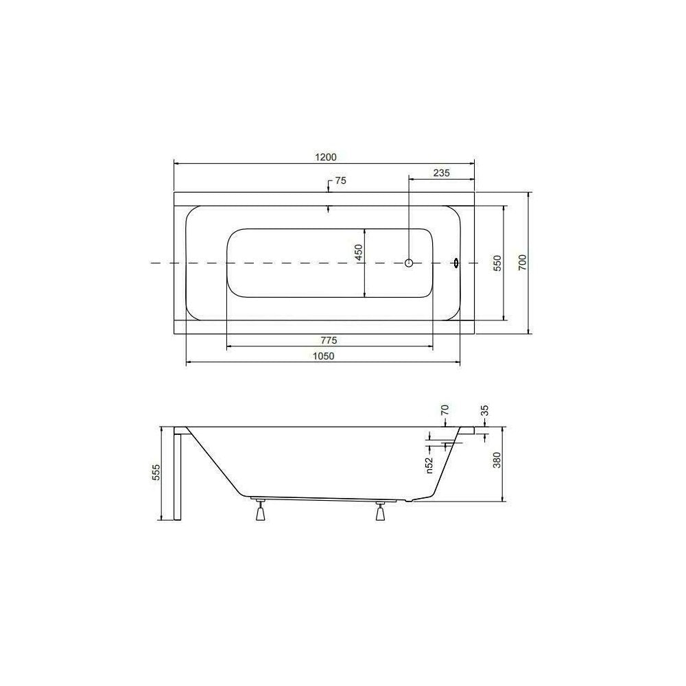 Правоъгълна вана Besco Modern 120x70 см