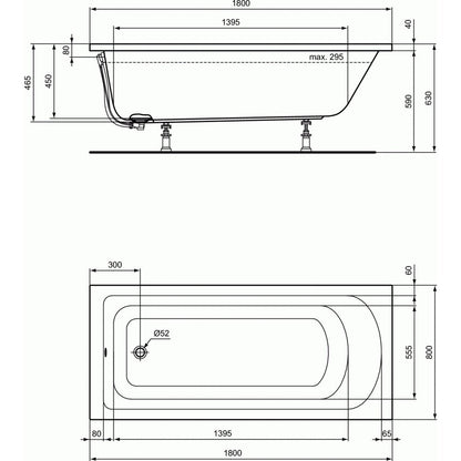 Правоъгълна вана Ideal Standard Hotline 180x80 см