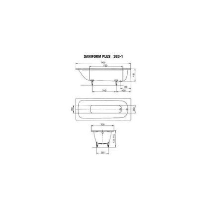 Kaldewei Saniform Plus Rectangular Bathtub 170x70 cm