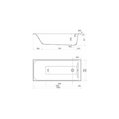 Kolo Rekord Rectangular Bathtub 170x75 cm