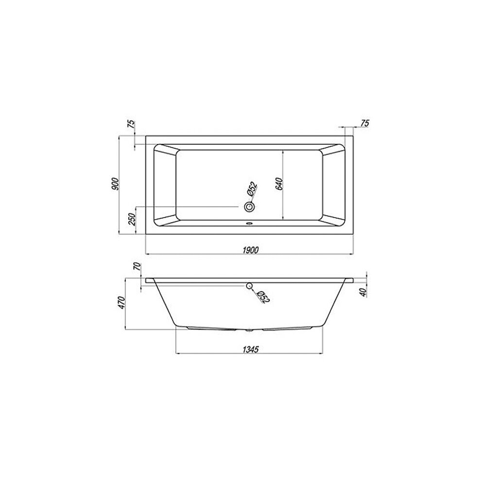 Kolpasan Elektra Rectangular Bathtub 190x90 cm