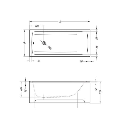 Kolpasan Evelin Rectangular Bathtub 160x70 cm