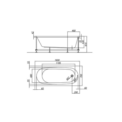 Правоъгълна вана Kolpasan Tamia 160x70 см