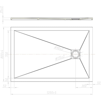 Правоъгълна композитна душ кабина Inter Ceramic 120x80 см, завършек дърво и кафе
