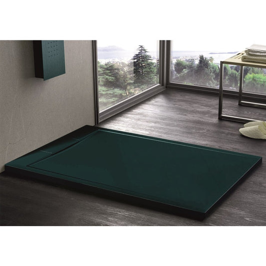 Композитна душ кабина Inter Ceramic правоъгълна 120x80 см смаралдово зелена