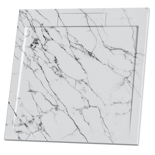 Квадратна душ кабина Inter Ceramic 80x80 см, бяло мат, мраморен финиш
