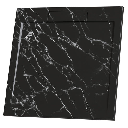 Композитна душкабина Inter Ceramic квадратна 80x80 см матово черна финал мрамор