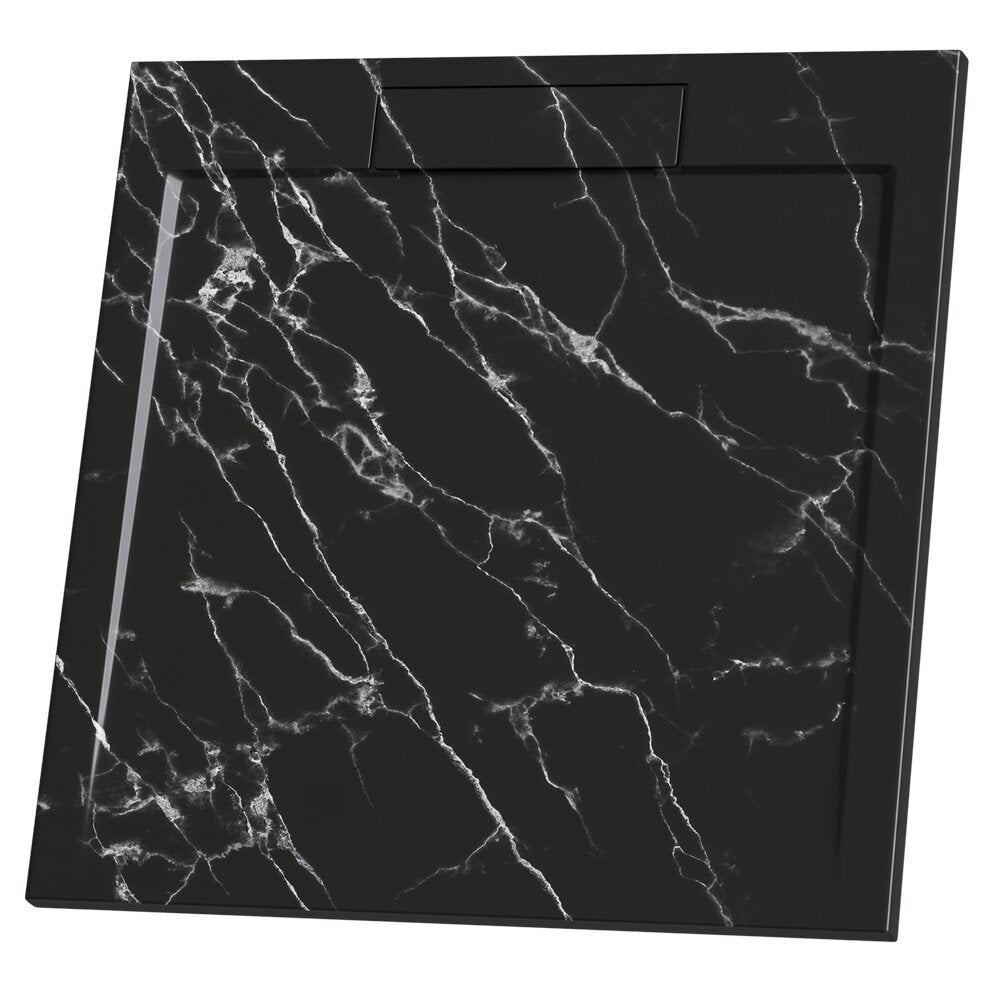 Композитна душкабина Inter Ceramic квадратна 90x90 см черен мат мраморен финиш