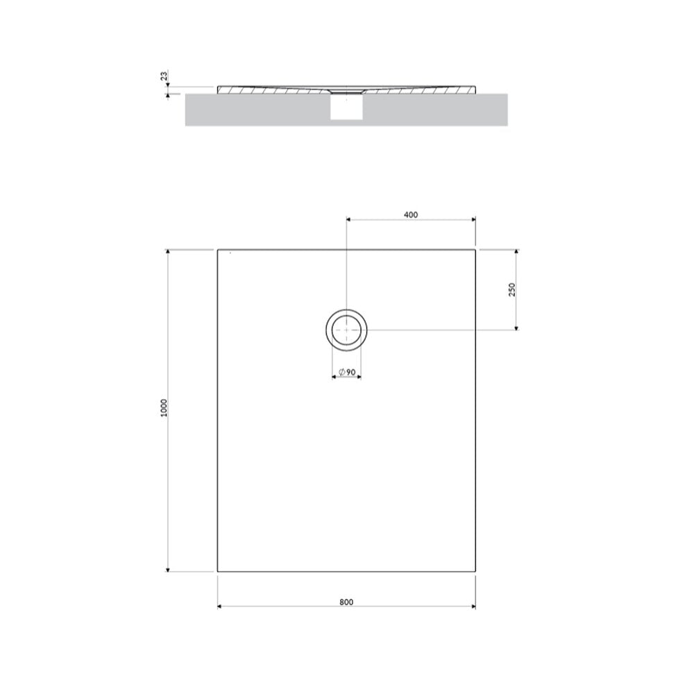 Правоъгълна композитна душ кабина Omnires AquaPure M+ матово бяла 80x100 cm