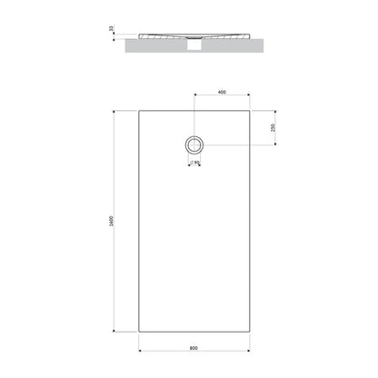 Правоъгълна композитна душ кабина Omnires AquaPure M+ матово бяла 80x160 cm