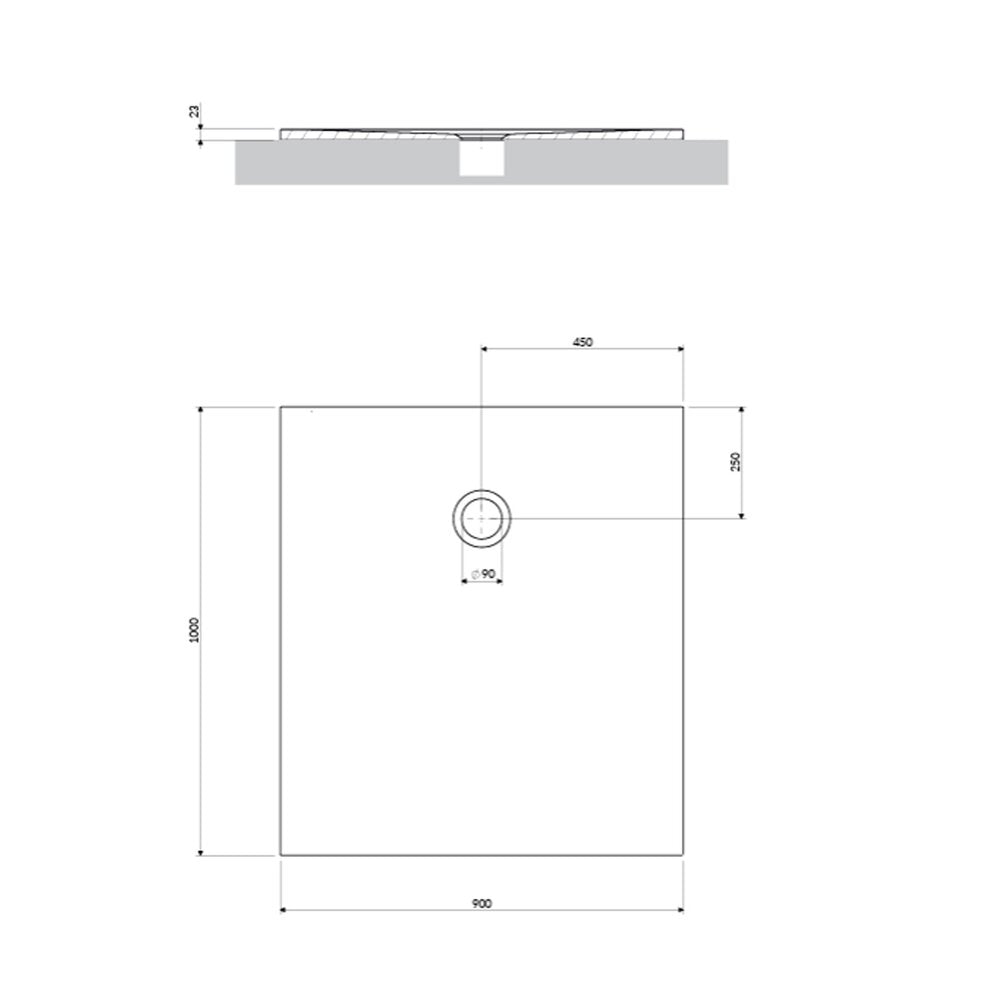 Правоъгълна душ кабина от композит Omnires AquaPure M+ бяла матова 90x100 cm