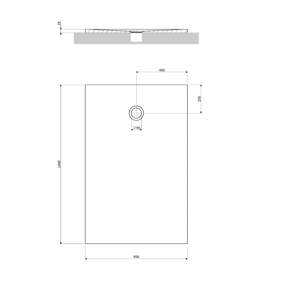Правоъгълна душ кабина от композит Omnires AquaPure M+ матово бяла 90x140 cm