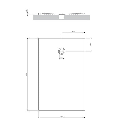 Правоъгълна душ кабина от композит Omnires AquaPure M+ матово бяла 90x140 cm