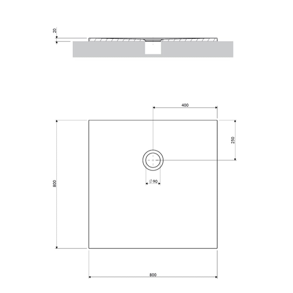 Квадратна душ кабина от композит Omnires AquaPure M+ бяла мат 80x80 cm