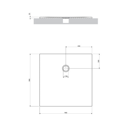 Квадратна душ кабина от композит Omnires AquaPure M+ мат бяла 90x90 cm