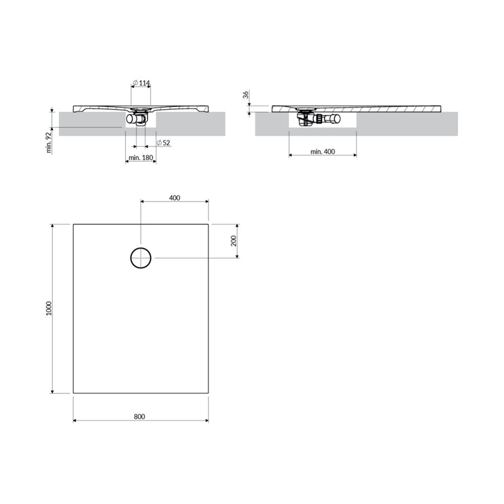 Правоъгълна душ кабина от композит Omnires AquaRock M+ бяла матова 80x100 cm