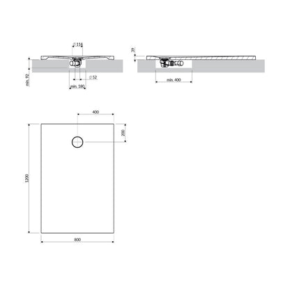 Правоъгълна душ кабина Omnires AquaRock M+ мат бяла 80x120 cm