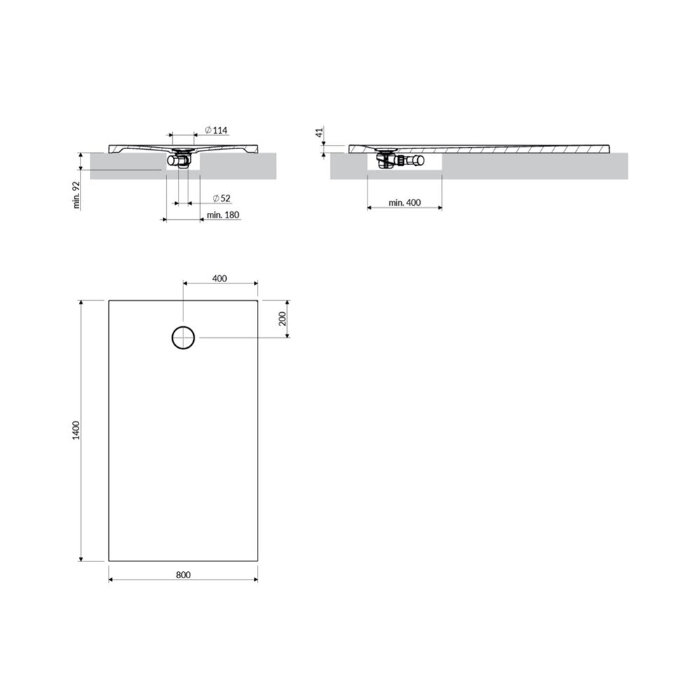 Правоъгълна душ кабина от композит Omnires AquaRock M+ бяла мат 80x140 см