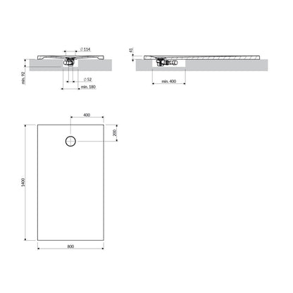Правоъгълна душ кабина Omnires AquaRock M+ бежова мат 80x140 см