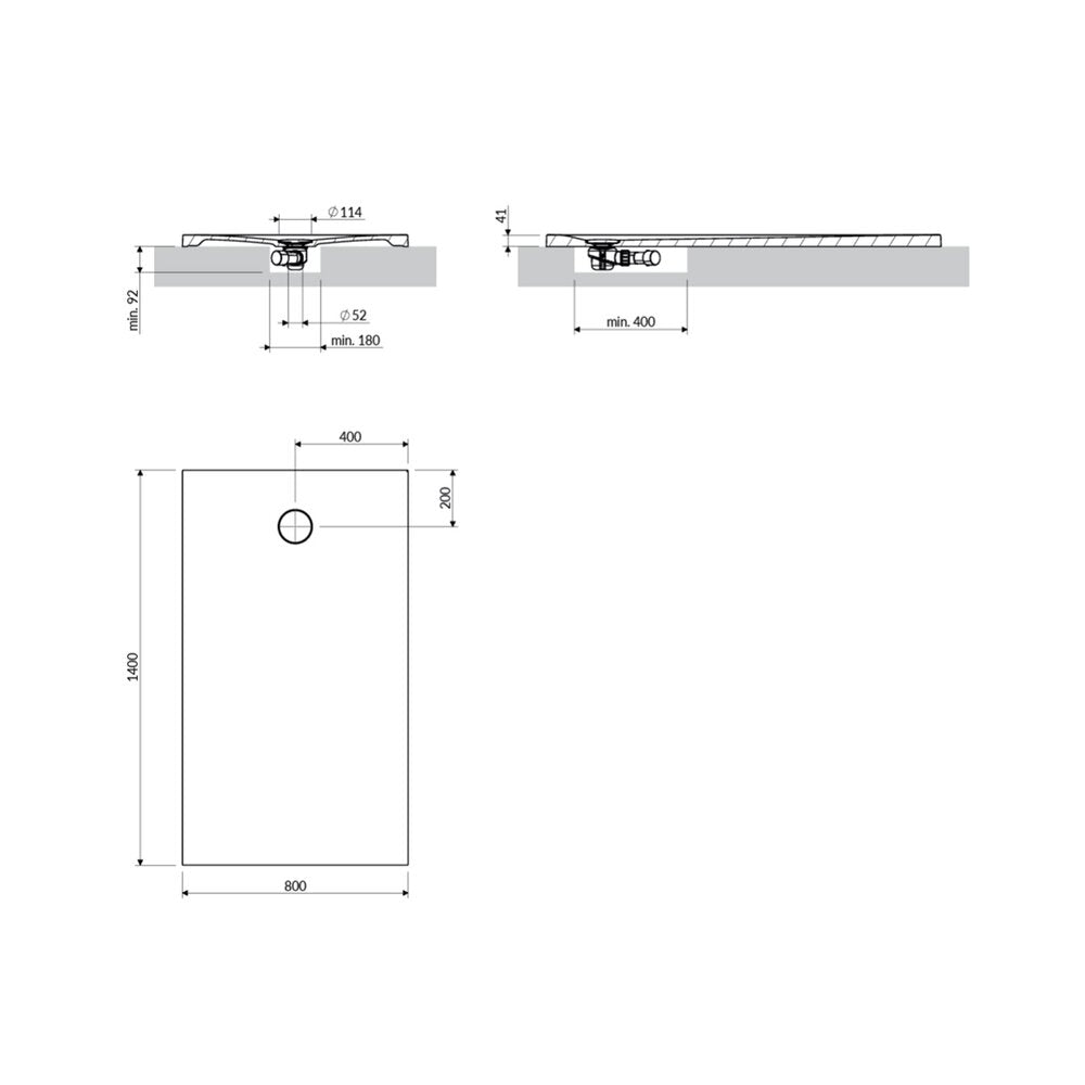Правоъгълна душ кабина Omnires AquaRock M+ матова сив пепел 90x140 cm