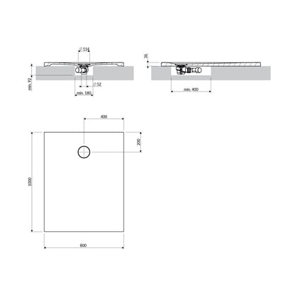 Правоъгълна душ кабина Omnires AquaRock M+ сив мат 80x100 cm