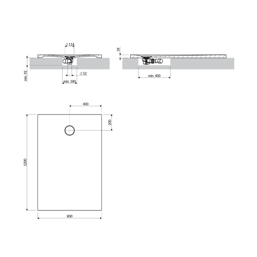 Правоъгълна душ кабина Omnires AquaRock M+ черен мат 80x120 cm