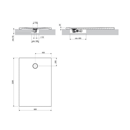 Правоъгълна душ кабина Omnires AquaRock M+ черен мат 80x120 cm